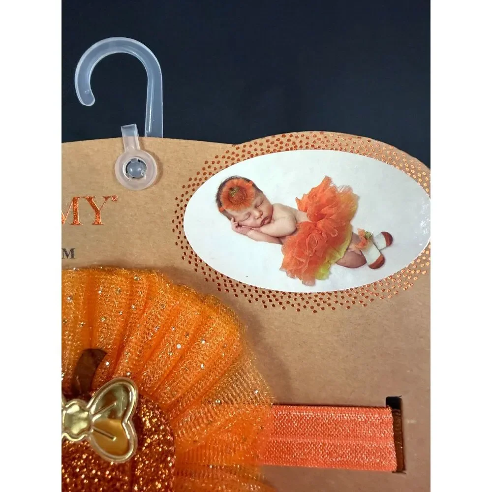 Elly & Emmy Baby Pumpkin Tutu Set 3pc Halloween 0-12M NWT